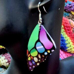 Leather Butterfly Earrings Colorful Butterfly Wing Earrings NWT
